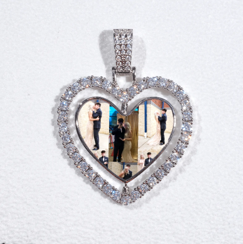 3D Spinning 2-Faced Heart Custom Picture Pendant