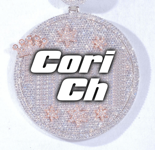 CUSTOM LETTER NECKLACE 3D BIG CROWN DISC