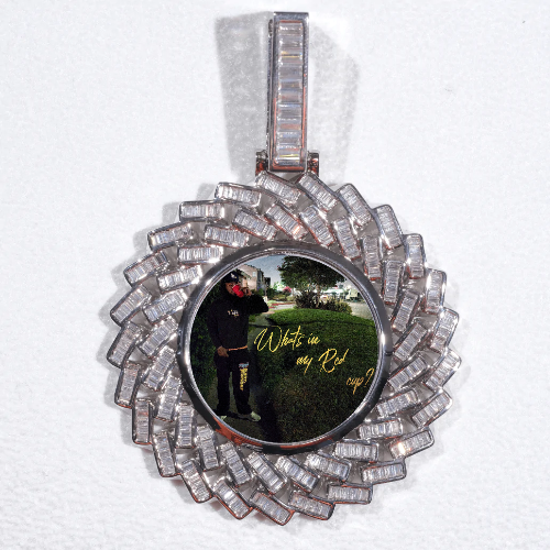 Large 3D Baguette Custom Picture Pendant
