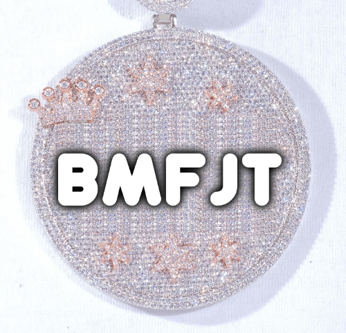CUSTOM LETTER NECKLACE 3D BIG CROWN DISC