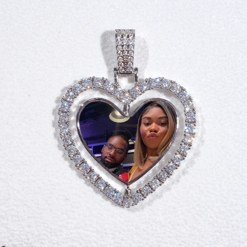 3D Spinning 2-Faced Heart Custom Picture Pendant
