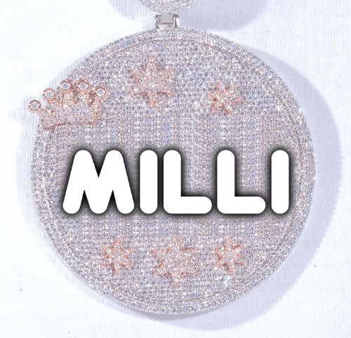 CUSTOM LETTER NECKLACE 3D BIG CROWN DISC