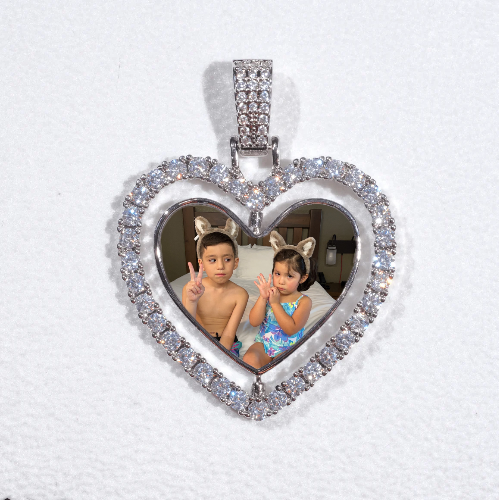 3D Spinning 2-Faced Heart Custom Picture Pendant