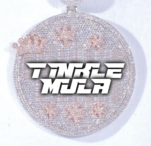 CUSTOM LETTER NECKLACE 3D BIG CROWN DISC