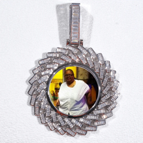 Large 3D Baguette Custom Picture Pendant