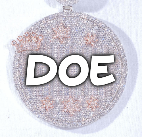 CUSTOM LETTER NECKLACE 3D BIG CROWN DISC