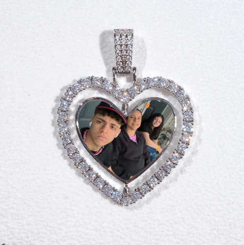3D Spinning 2-Faced Heart Custom Picture Pendant