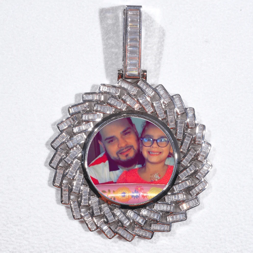 Large 3D Baguette Custom Picture Pendant