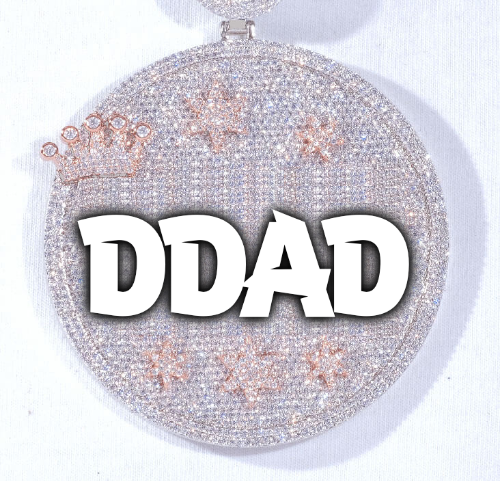 CUSTOM LETTER NECKLACE 3D BIG CROWN DISC