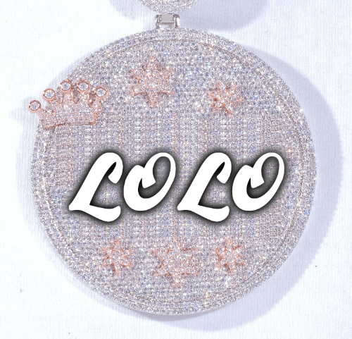 CUSTOM LETTER NECKLACE 3D BIG CROWN DISC