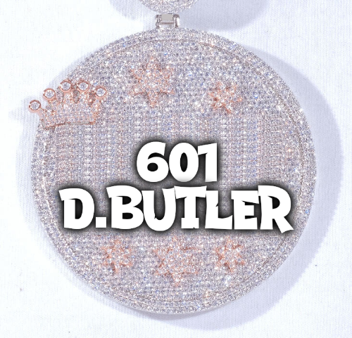 CUSTOM LETTER NECKLACE 3D BIG CROWN DISC