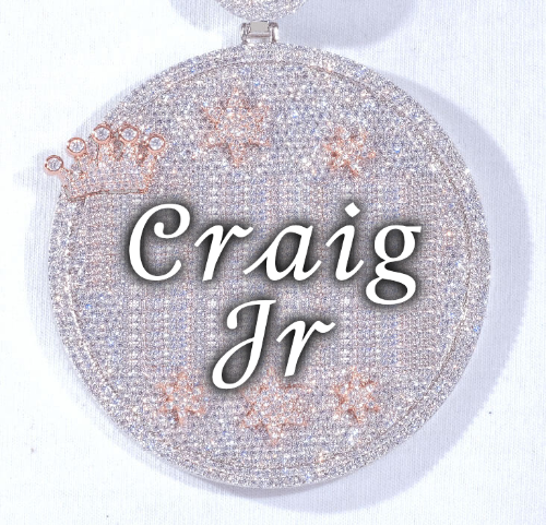 CUSTOM LETTER NECKLACE 3D BIG CROWN DISC