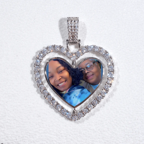 3D Spinning 2-Faced Heart Custom Picture Pendant