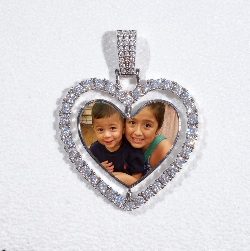 3D Spinning 2-Faced Heart Custom Picture Pendant