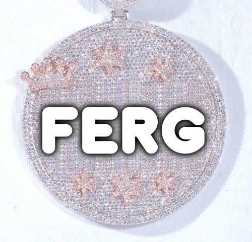 CUSTOM LETTER NECKLACE 3D BIG CROWN DISC