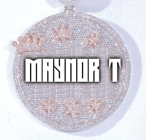 CUSTOM LETTER NECKLACE 3D BIG CROWN DISC