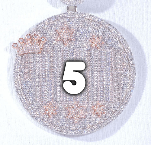 CUSTOM LETTER NECKLACE 3D BIG CROWN DISC