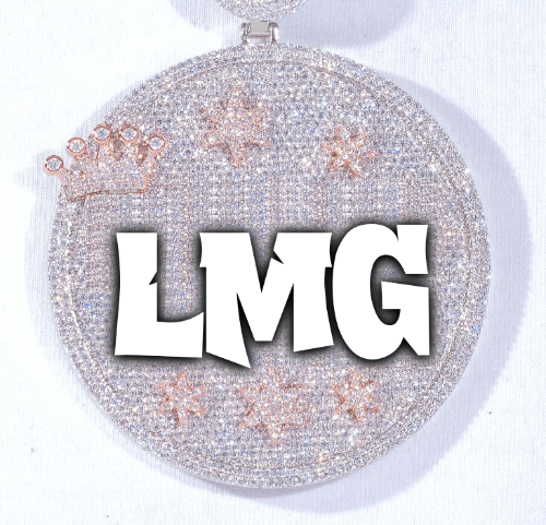 CUSTOM LETTER NECKLACE 3D BIG CROWN DISC