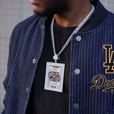 Iced Solid Large Royal King Poker Necklace