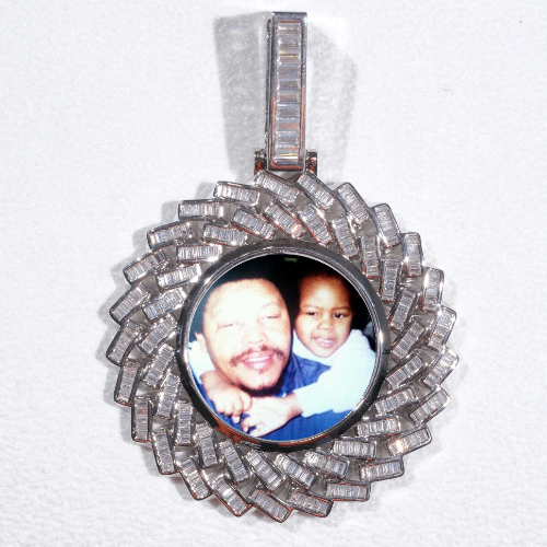 Large 3D Baguette Custom Picture Pendant