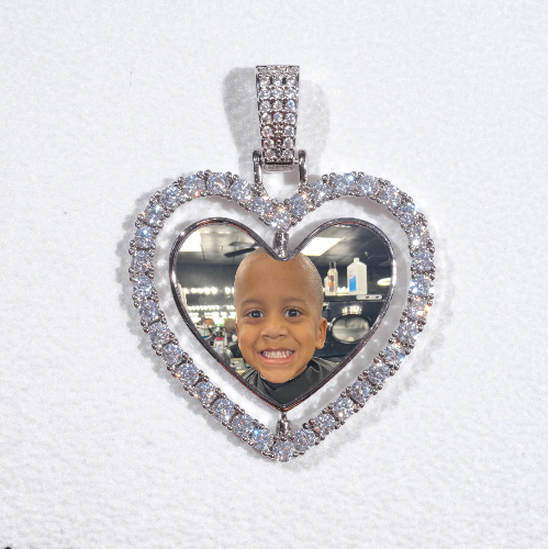 3D Spinning 2-Faced Heart Custom Picture Pendant