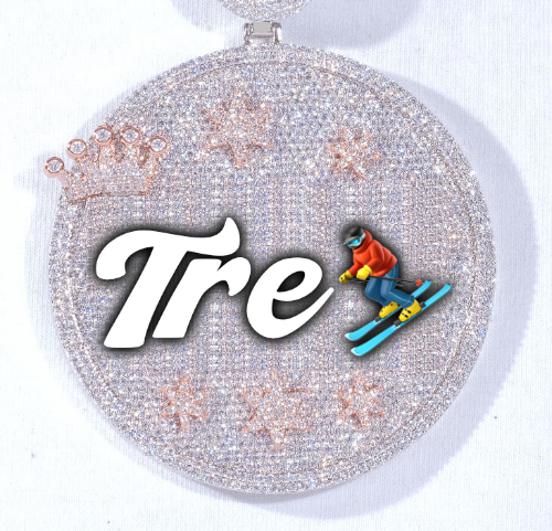 CUSTOM LETTER NECKLACE 3D BIG CROWN DISC