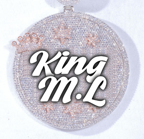 CUSTOM LETTER NECKLACE 3D BIG CROWN DISC