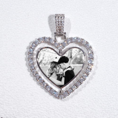 3D Spinning 2-Faced Heart Custom Picture Pendant