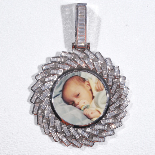 Large 3D Baguette Custom Picture Pendant