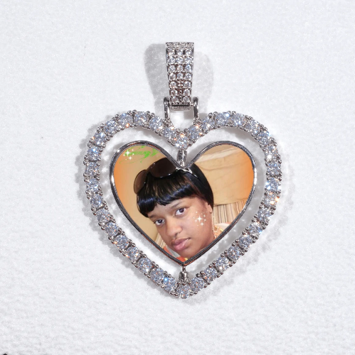 3D Spinning 2-Faced Heart Custom Picture Pendant