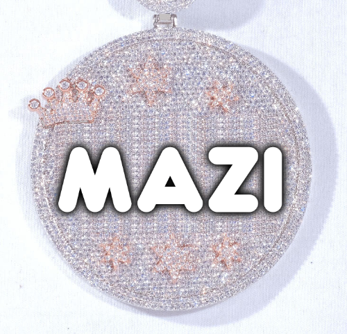 CUSTOM LETTER NECKLACE 3D BIG CROWN DISC