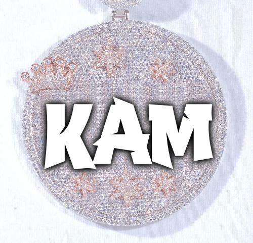 CUSTOM LETTER NECKLACE 3D BIG CROWN DISC