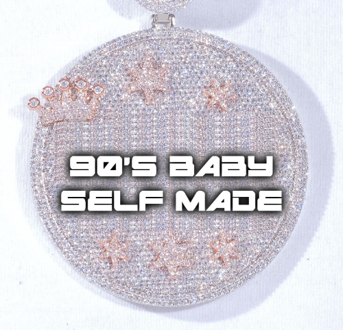 CUSTOM LETTER NECKLACE 3D BIG CROWN DISC