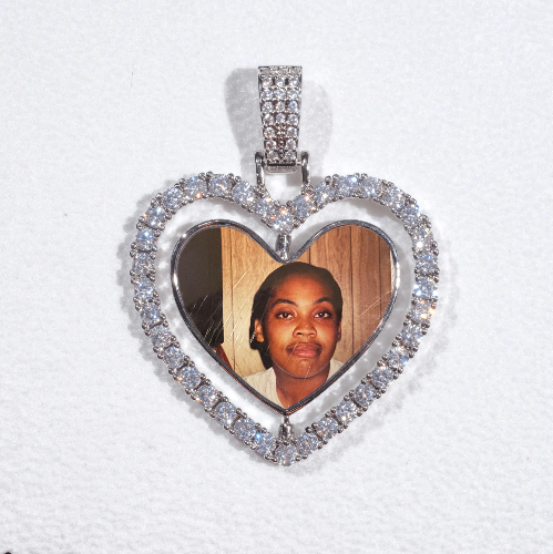 3D Spinning 2-Faced Heart Custom Picture Pendant
