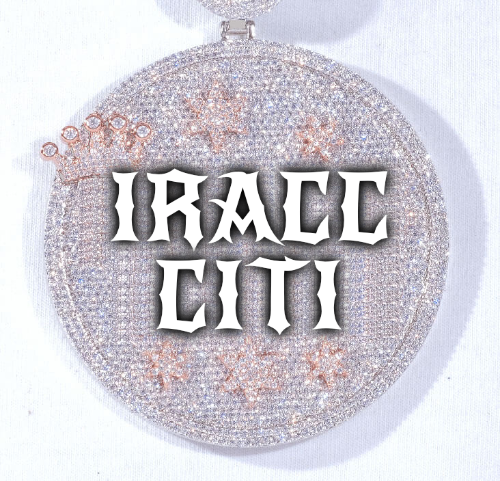 CUSTOM LETTER NECKLACE 3D BIG CROWN DISC
