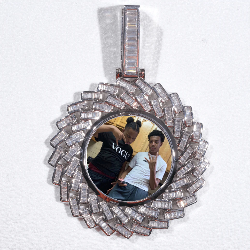 Large 3D Baguette Custom Picture Pendant