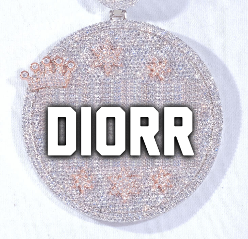 CUSTOM LETTER NECKLACE 3D BIG CROWN DISC