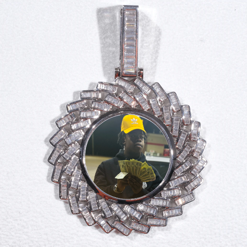 Large 3D Baguette Custom Picture Pendant
