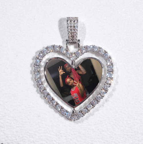 3D Spinning 2-Faced Heart Custom Picture Pendant