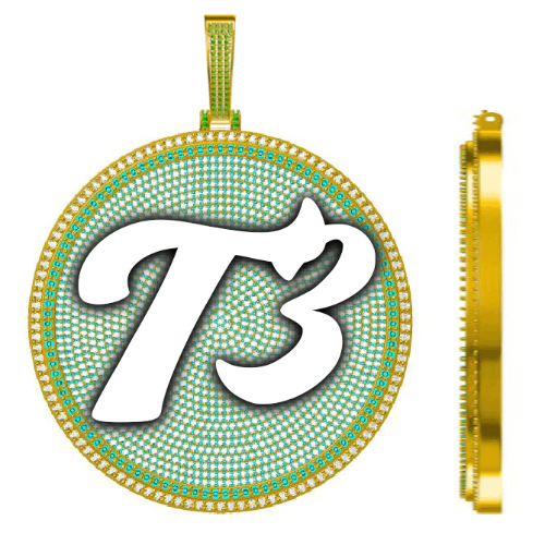 CUSTOM LETTER NECKLACE 3D BIG DISC
