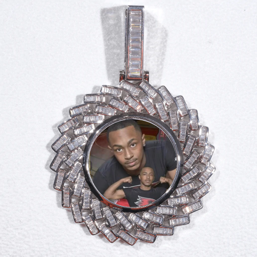 Large 3D Baguette Custom Picture Pendant
