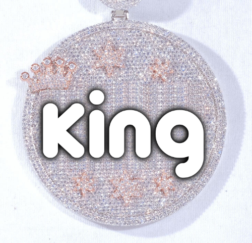 CUSTOM LETTER NECKLACE 3D BIG CROWN DISC