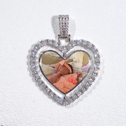 3D Spinning 2-Faced Heart Custom Picture Pendant