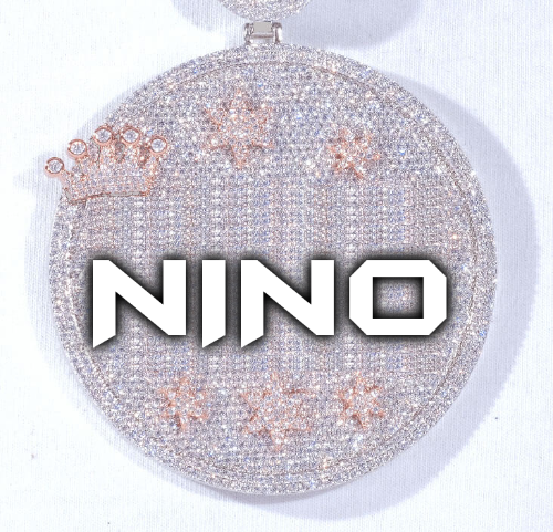 CUSTOM LETTER NECKLACE 3D BIG CROWN DISC