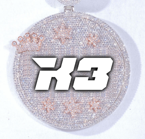 CUSTOM LETTER NECKLACE 3D BIG CROWN DISC