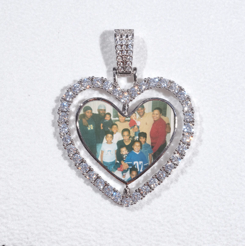 3D Spinning 2-Faced Heart Custom Picture Pendant