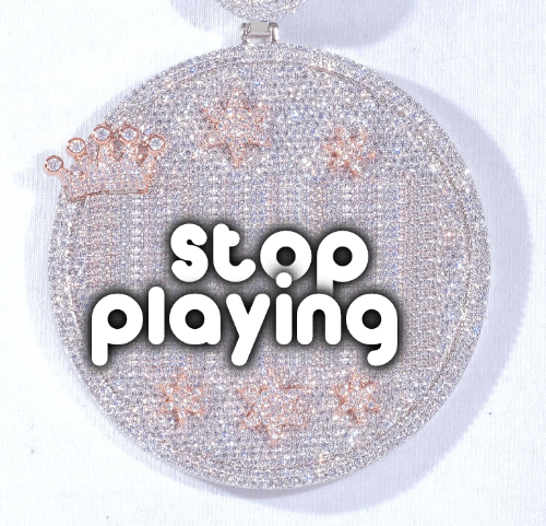 CUSTOM LETTER NECKLACE 3D BIG CROWN DISC