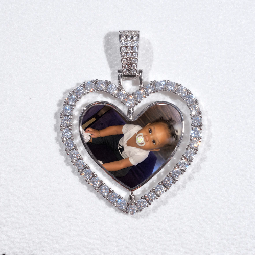 3D Spinning 2-Faced Heart Custom Picture Pendant