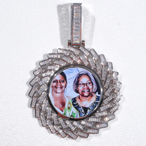 Large 3D Baguette Custom Picture Pendant