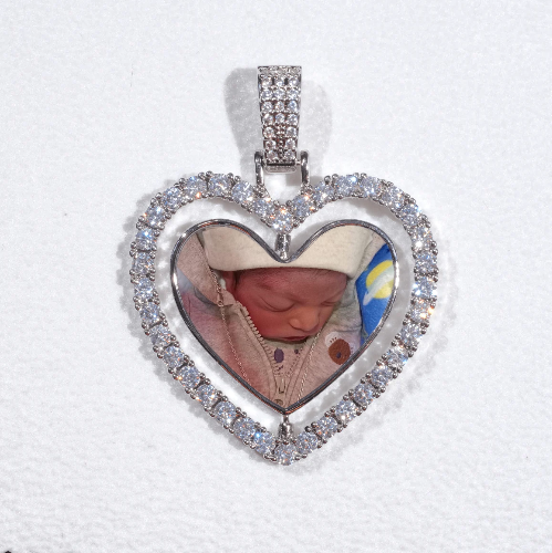 3D Spinning 2-Faced Heart Custom Picture Pendant